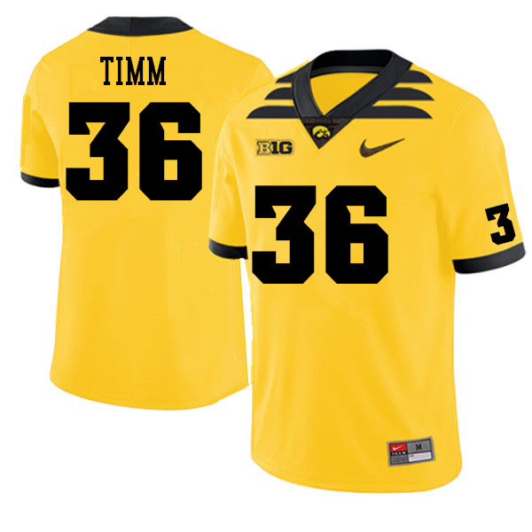 Men #36 Mike Timm Iowa Hawkeyes College Football Jerseys Sale-Gold - Click Image to Close
